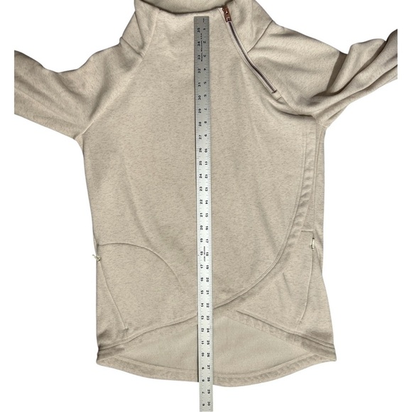 ATHLETA Cozy Karma Asym Pullover Fleece Ivory Sweatshirt Mock Turtleneck sz S - Picture 6 of 10